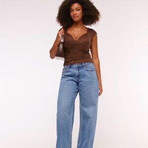 Abercrombie & Fitch Light Blue Low Rise Ultra Loose Curve Love Jeans